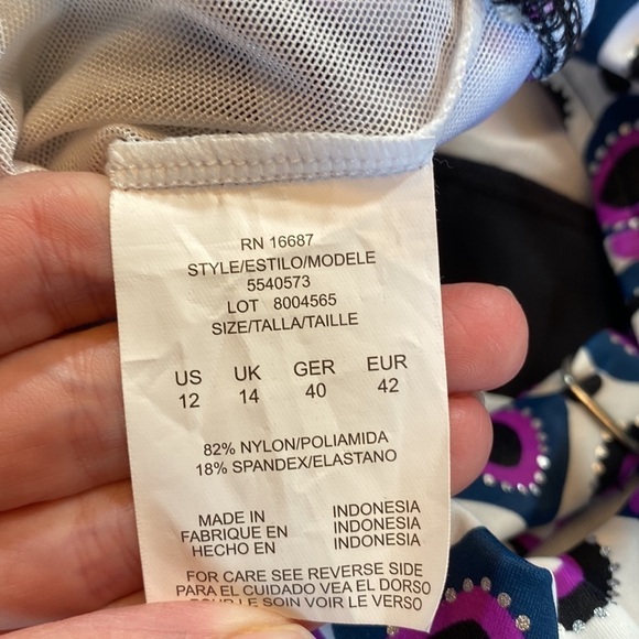 NWT Swim Solutions Triple Tier Fauxkini Ruffled One Piece Swimsuit sz 12 - Picture 11 of 14